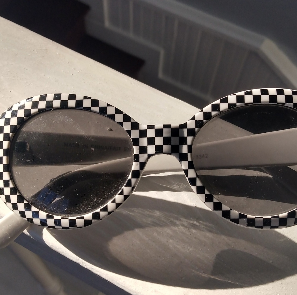 Checkered white and black sunglasses